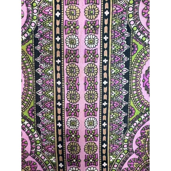 Vintage Silk Scarf With Paisley Print In Pink & Green - Picture 15 of 16